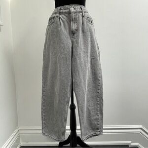 GAP High Rise Barrel Jeans Gray Wash Cropped Denim Size 10